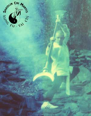 Disciple with monk spade