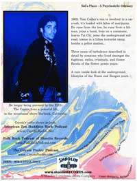 Back cover of novel, Sid's Place